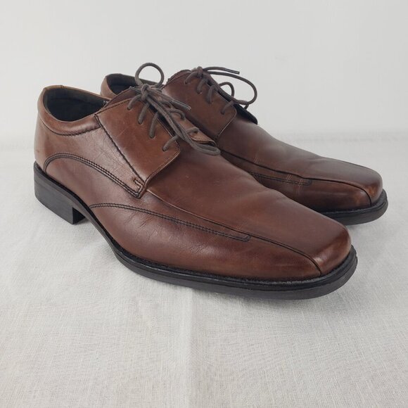 Johnston & Murphy Mens 13 Brown Leather Bicycle Toe Derby Lace Up Dress Shoes main image 9